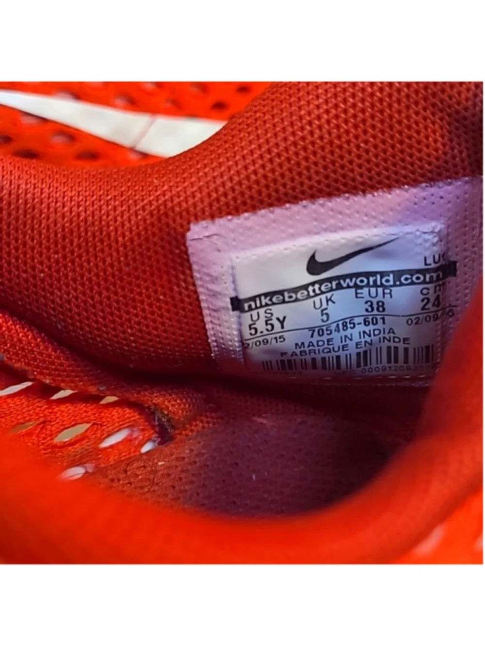 Nike Roshe One Mesh Red Flight Athletic Shoes Size 5.5Y/7 Womens 705485-601